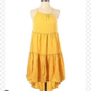 Abound High Low Tiered Sleeveless Dress Yellow Large NWT
